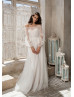 Off Shoulder Ivory Lace Dots Tulle Sweet Wedding Dress